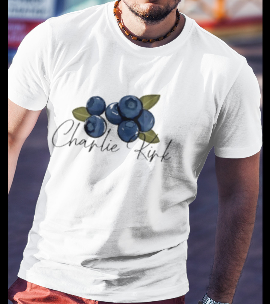 He Is On A Work Trip With Jesus Charlie Kirk 1993 2025 Blueberries T-Shirt