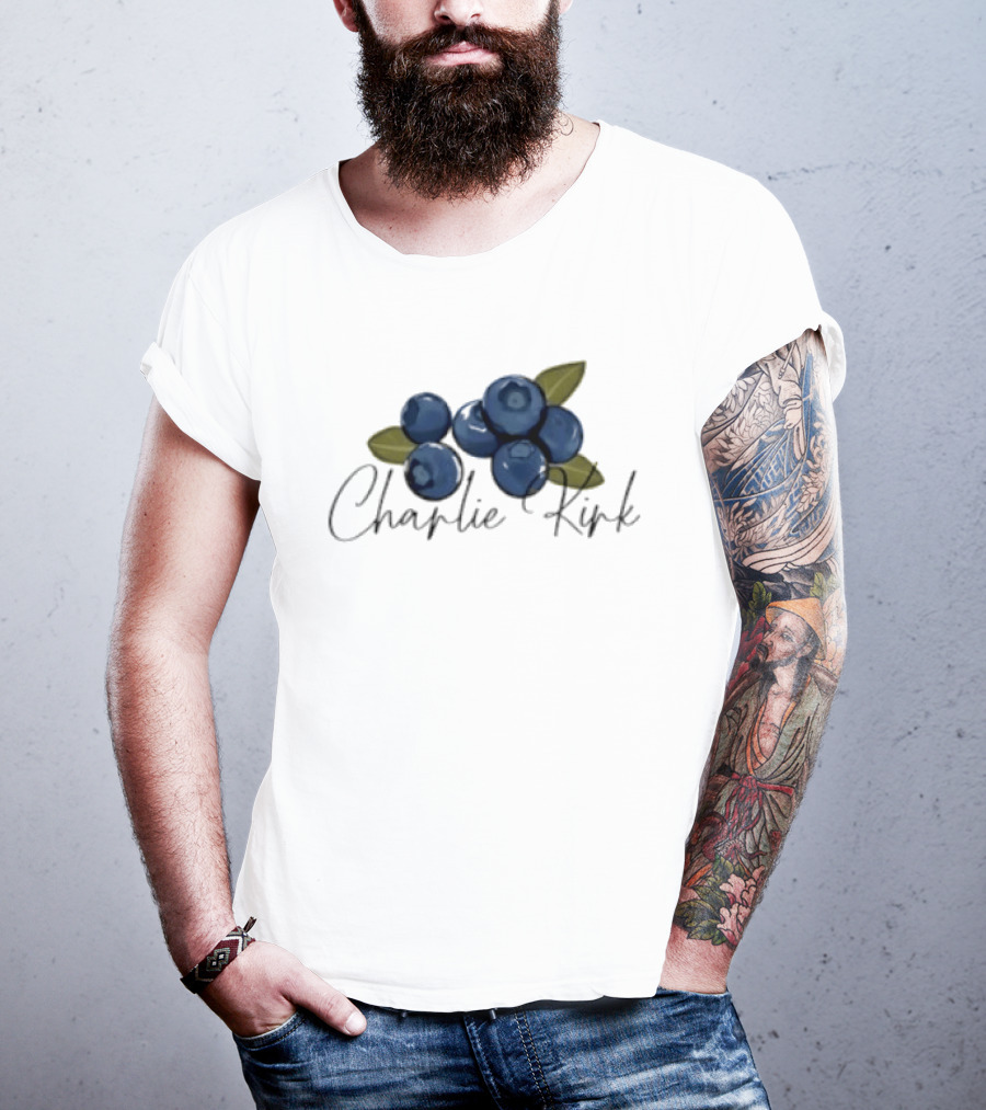 He Is On A Work Trip With Jesus Charlie Kirk 1993 2025 Blueberries T-Shirt