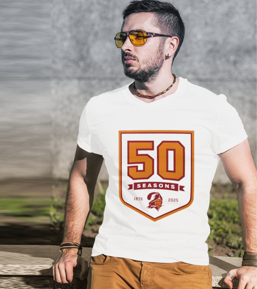 Bucky Irving 7 Tampa Bay Buccaneers 50 Seasons 1976 2025 T-Shirt