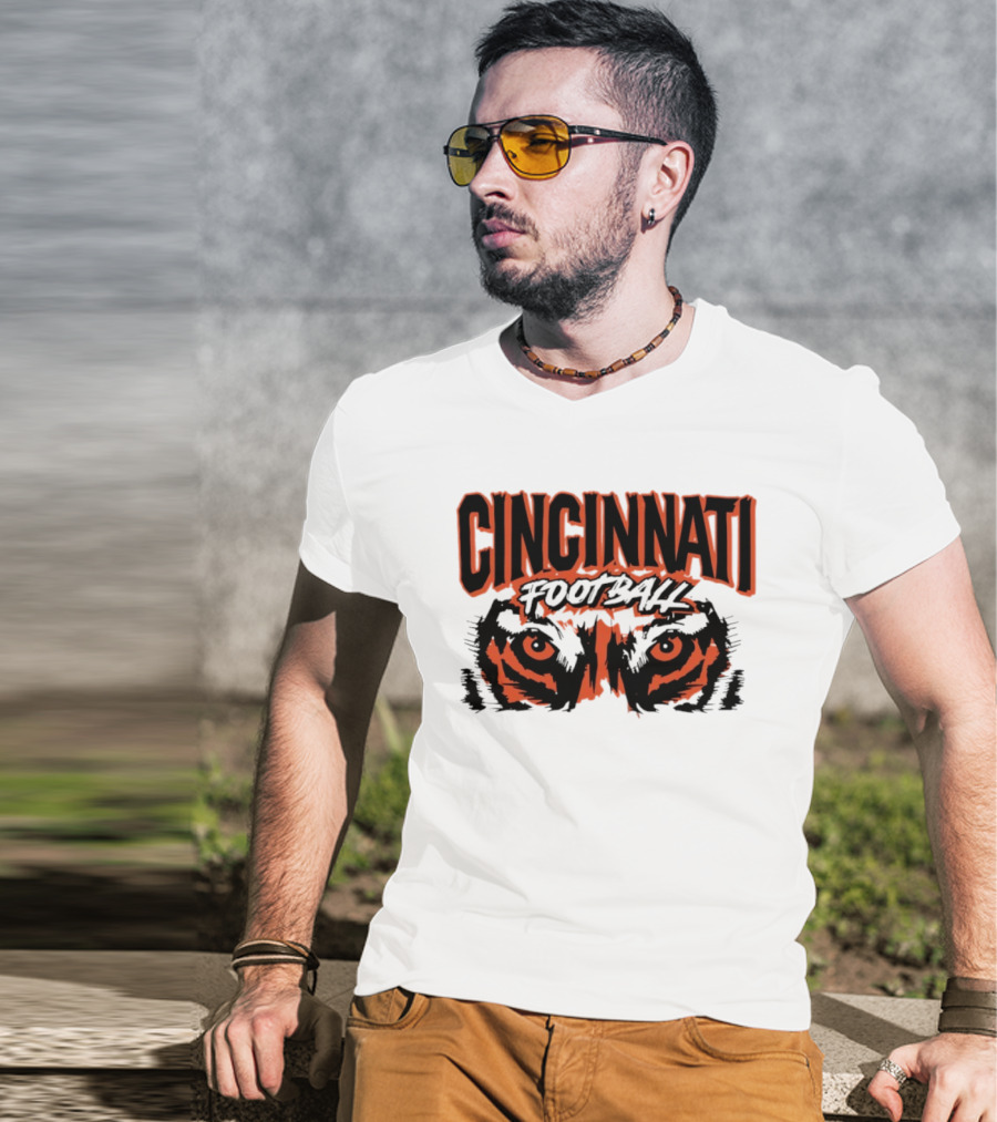 Cincinnati Football Tiger Eyes Grunge T-Shirt