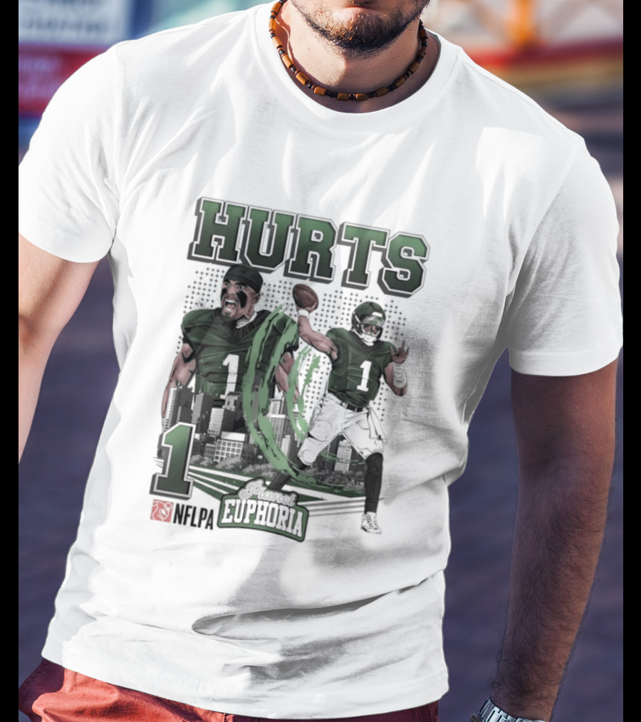 Jalen Hurts 1 Euphoria Philadelphia Eagles Player Collage T-Shirt