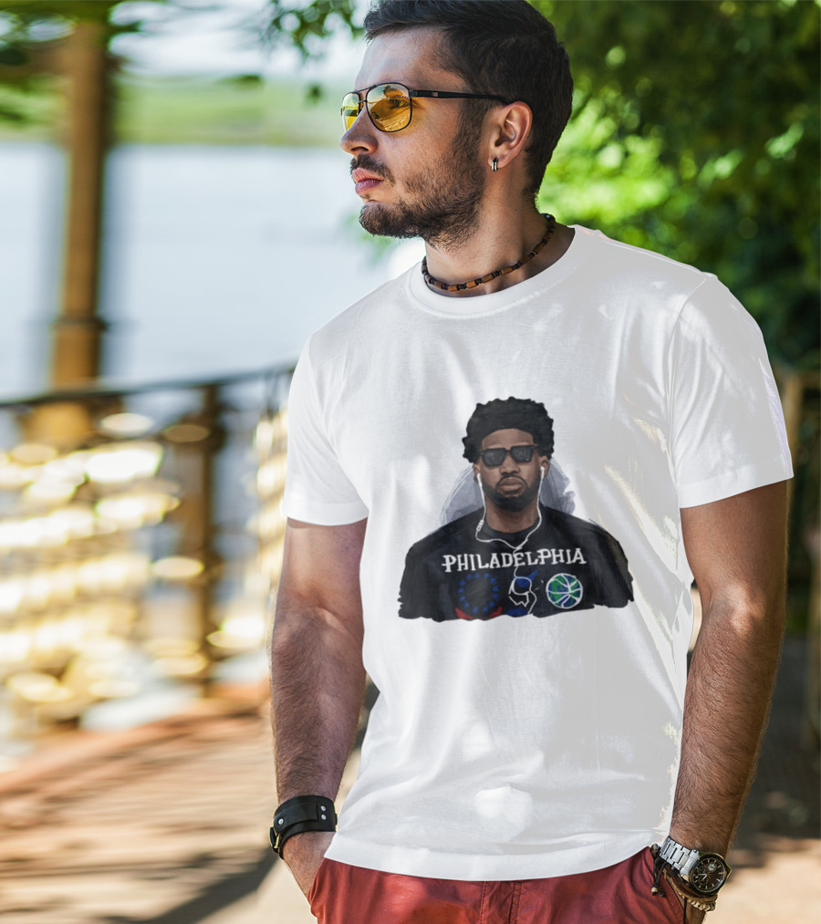 Philadelphia Joel Embiid Wired Earphones Basketball 76ers T-Shirt