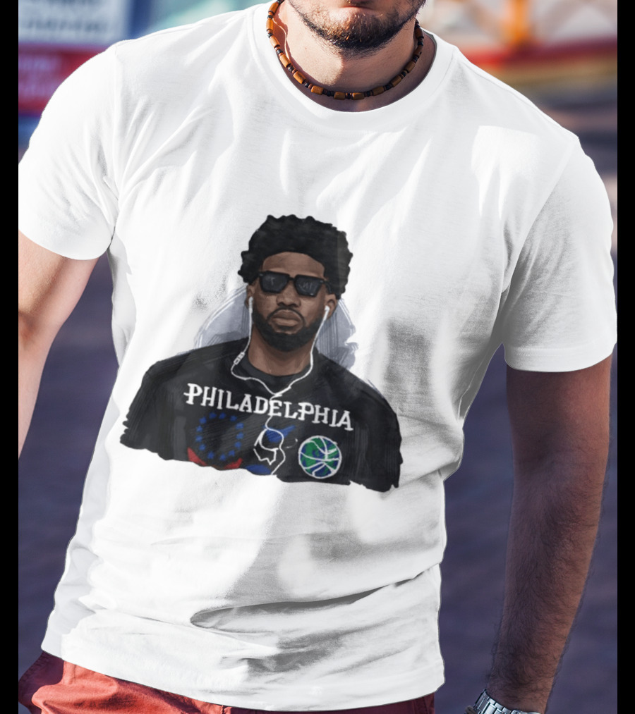 Philadelphia Joel Embiid Wired Earphones Basketball 76ers T-Shirt