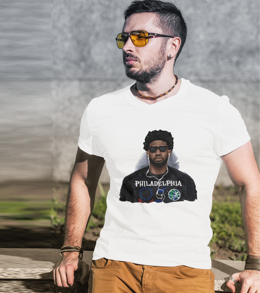 Philadelphia Joel Embiid Wired Earphones Basketball 76ers T-Shirt