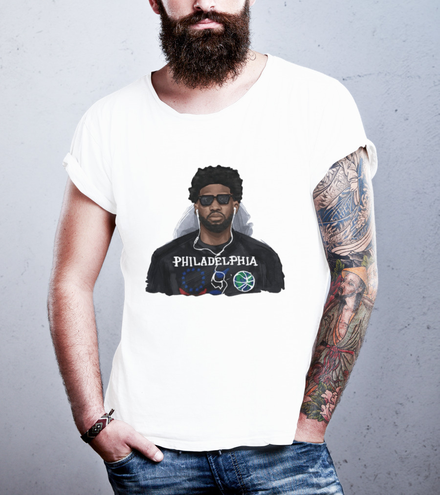 Philadelphia Joel Embiid Wired Earphones Basketball 76ers T-Shirt