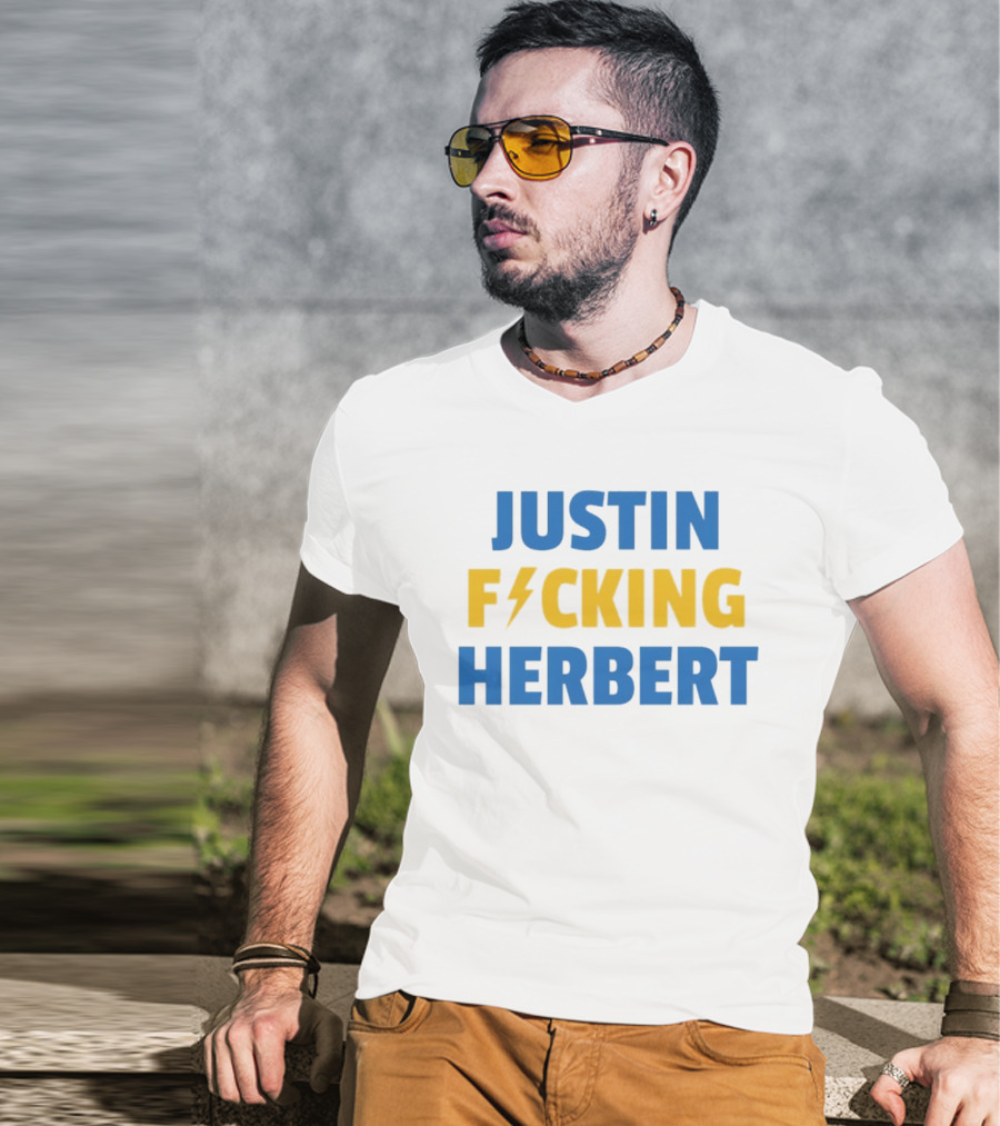 Justin Fucking Herbert Los Angeles Chargers Football Bolt T-Shirt
