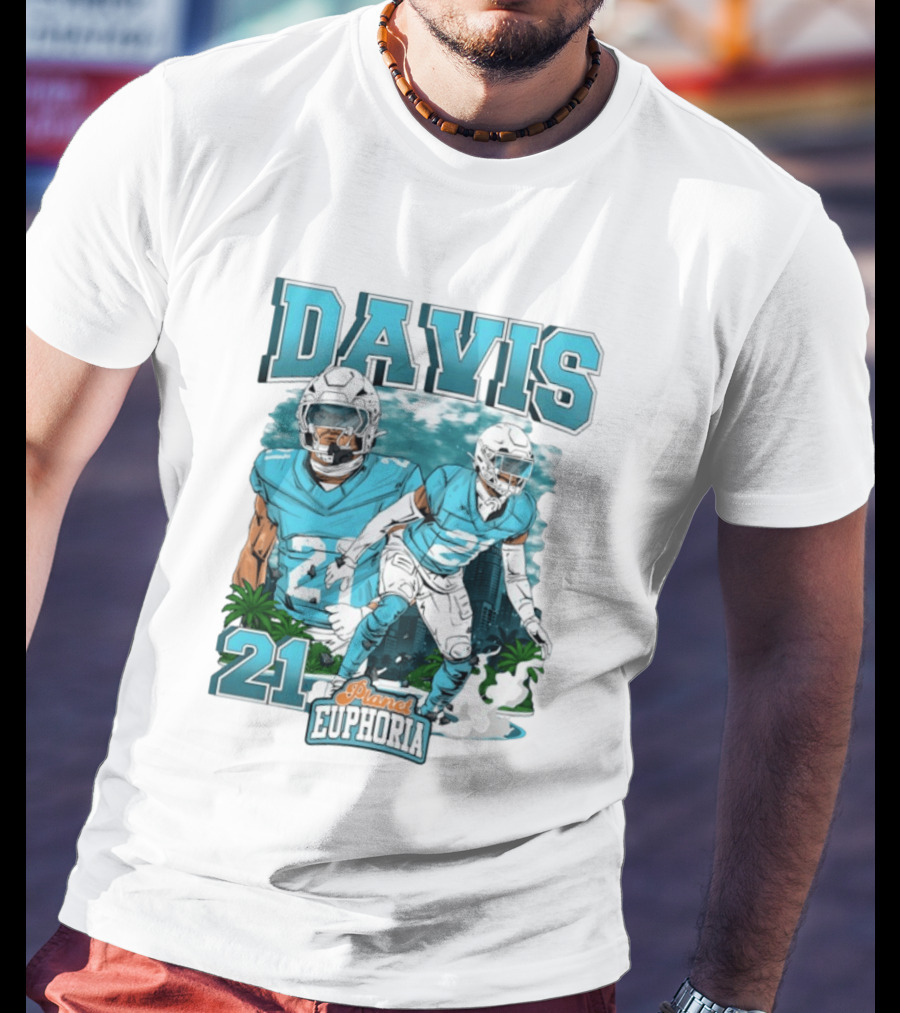 Davis 21 Planet Euphoria Football Player Miami Dolphins T-Shirt