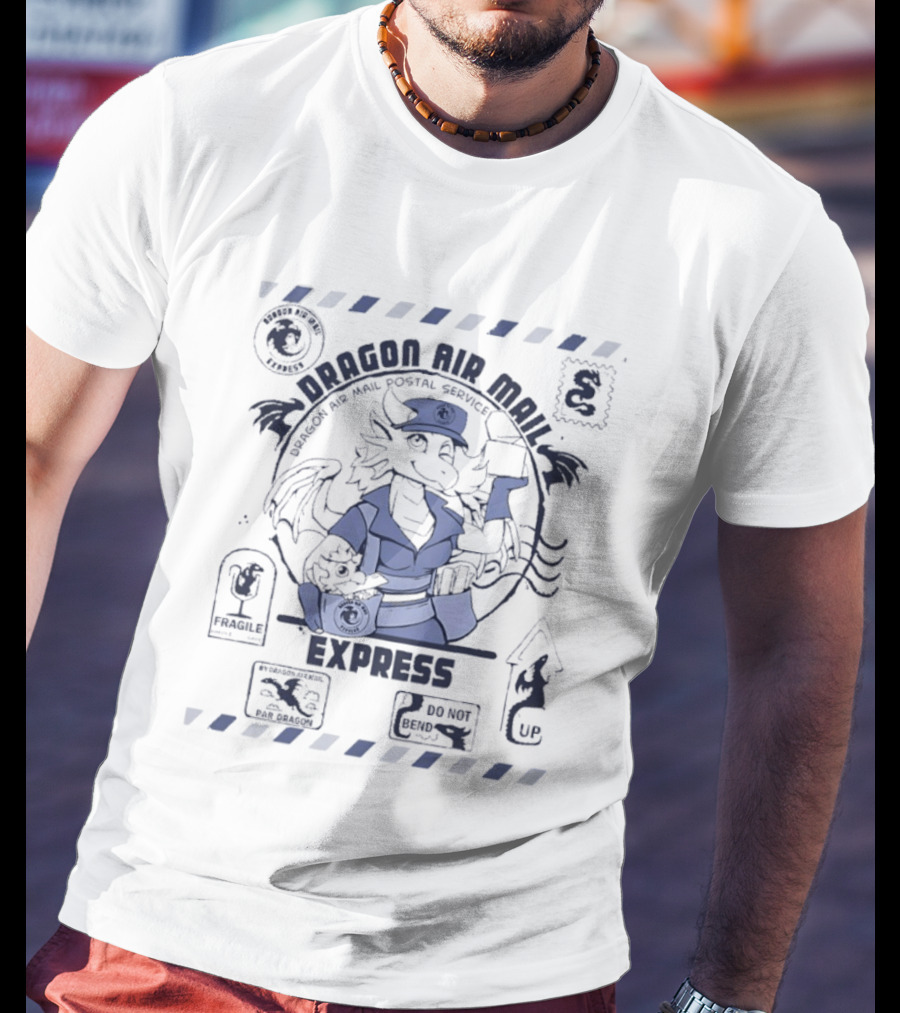 Dragon Air Mail Postal Service Express Stamp Winged Courier T-Shirt