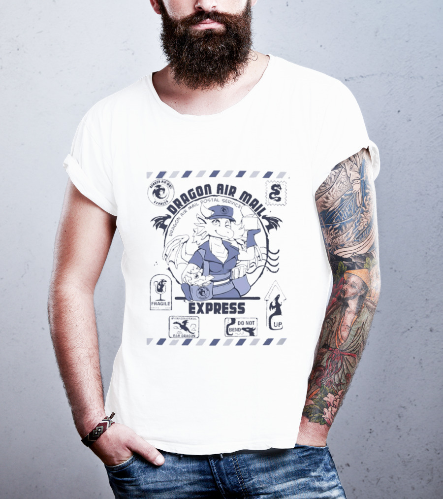 Dragon Air Mail Postal Service Express Stamp Winged Courier T-Shirt