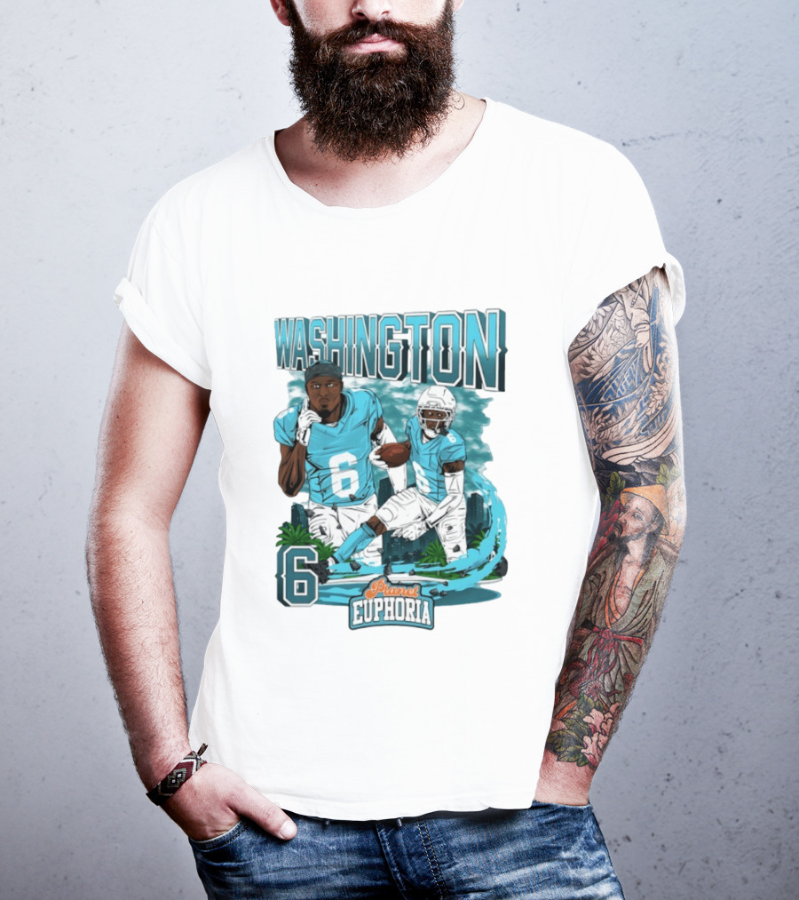Miami Dolphins Football Washington 6 Player Planet Euphoria T-Shirt