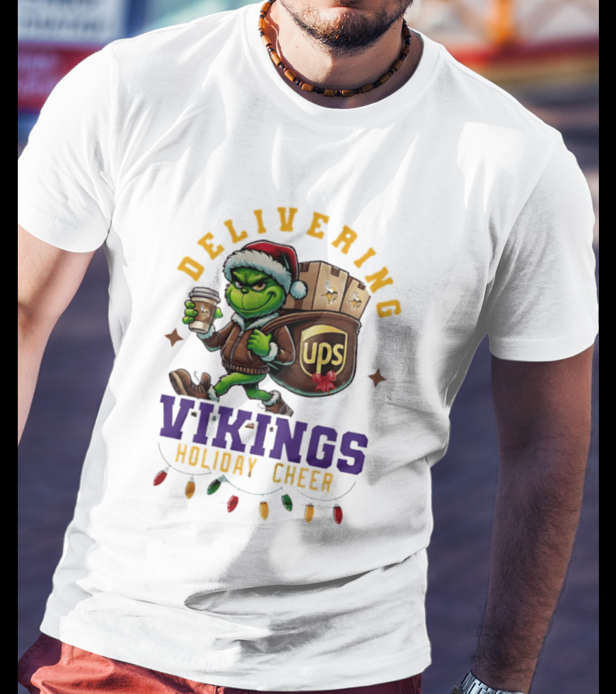 Delivering Vikings Holiday Cheer Grinch UPS Christmas T-Shirt