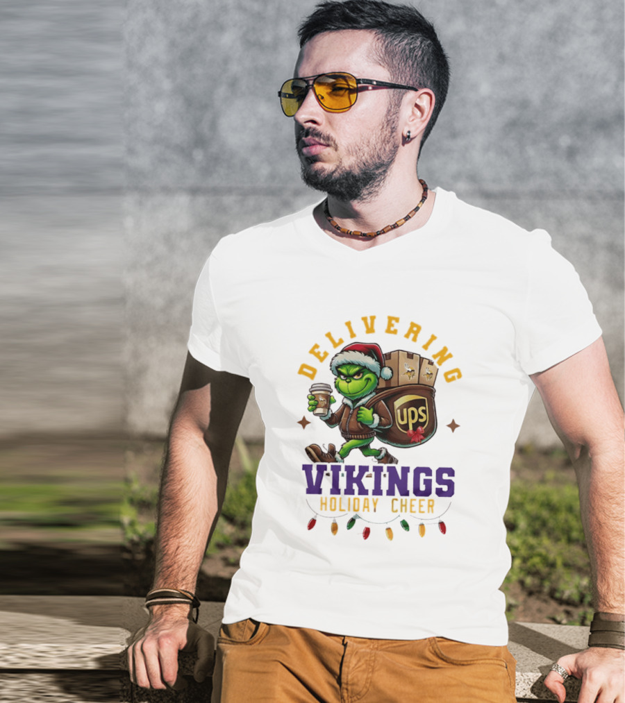 Delivering Vikings Holiday Cheer Grinch UPS Christmas T-Shirt