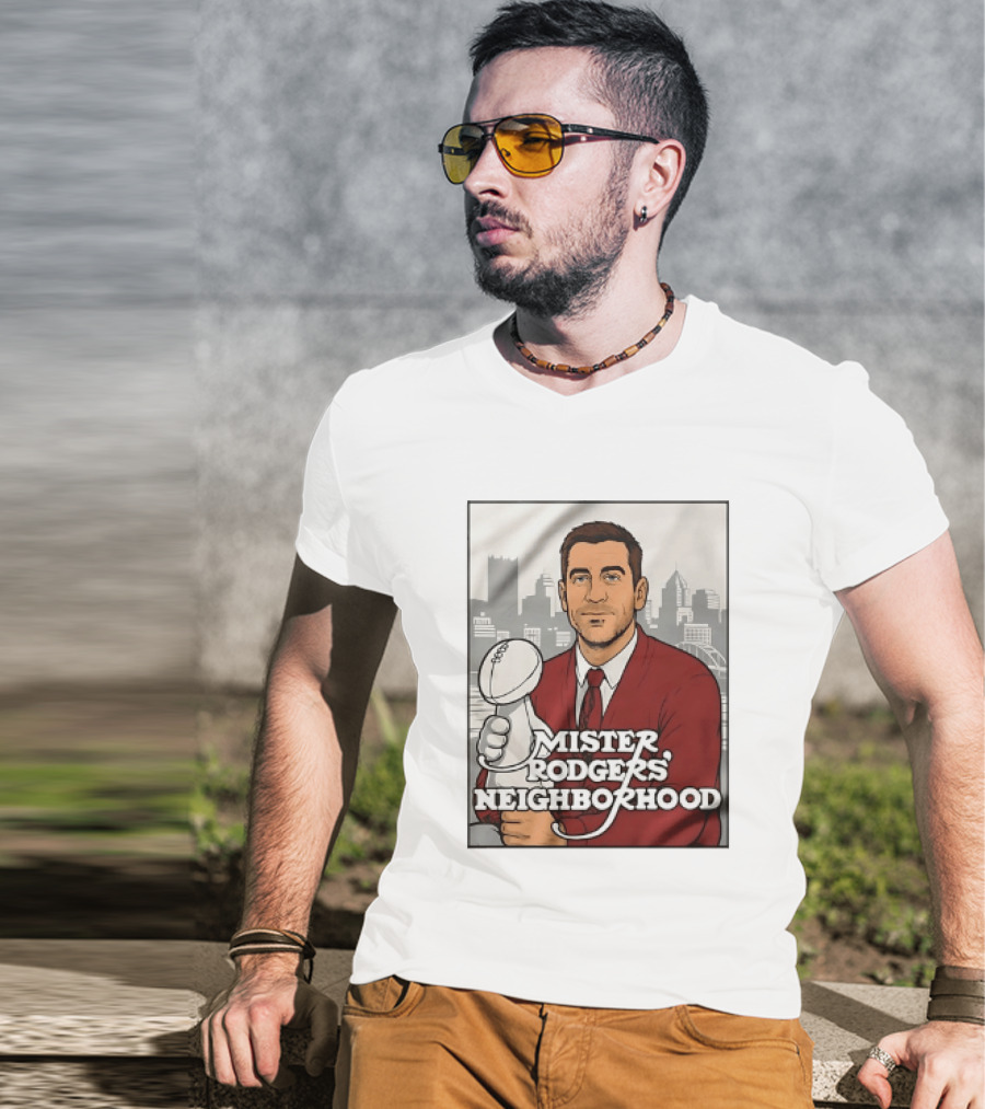 Mister Rodgers Neighborhood Aaron Rodgers Pittsburgh Skyline T-Shirt