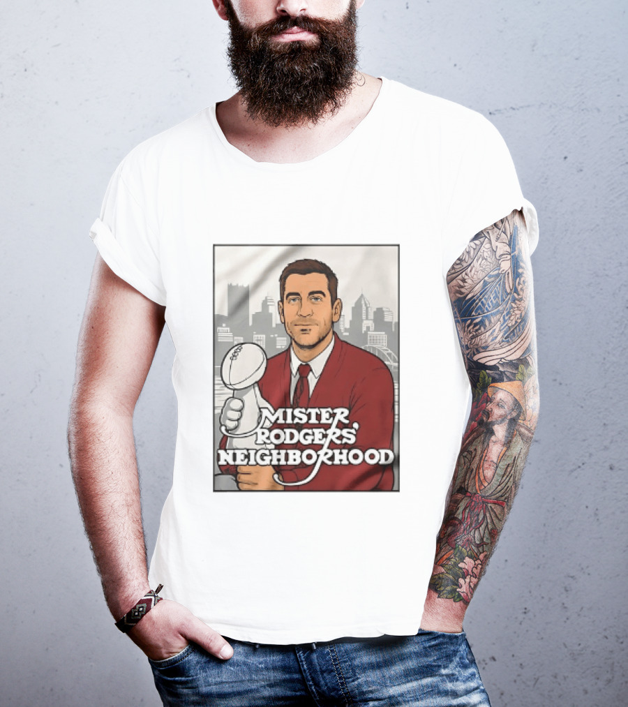 Mister Rodgers Neighborhood Aaron Rodgers Pittsburgh Skyline T-Shirt