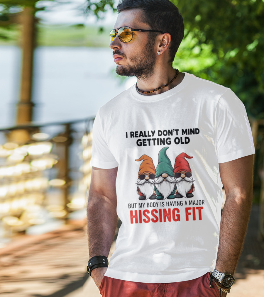 I Really Don't Mind Getting Old Gnome Christmas But My Body Is Having A Major Hissing Fit T-Shirt
