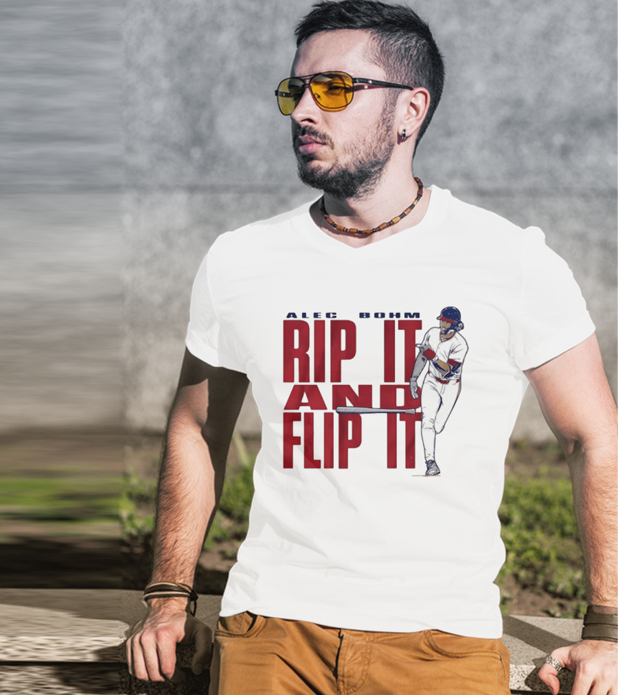 Philadelphia Phillies Alec Bohm Rip It And Flip It Baseball Player T-Shirt