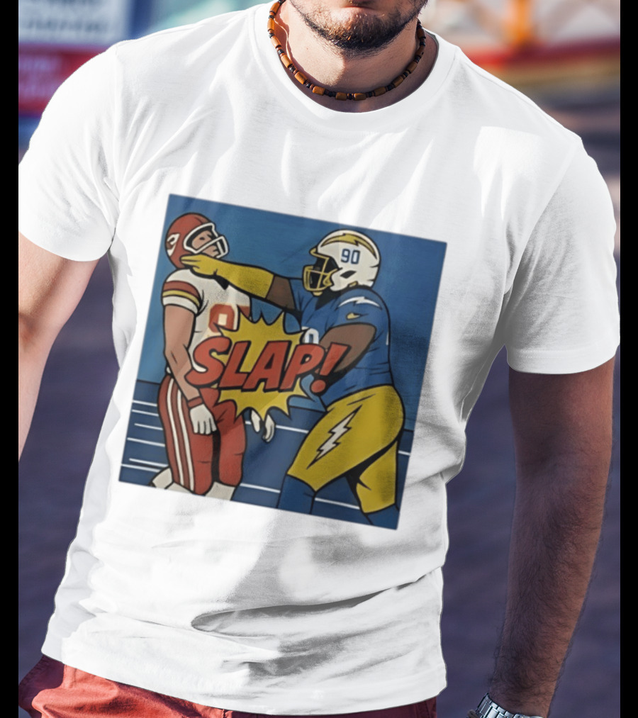 SLAP Teair Tart Hits Travis Kelce Helmets Chargers Chiefs Football T-Shirt