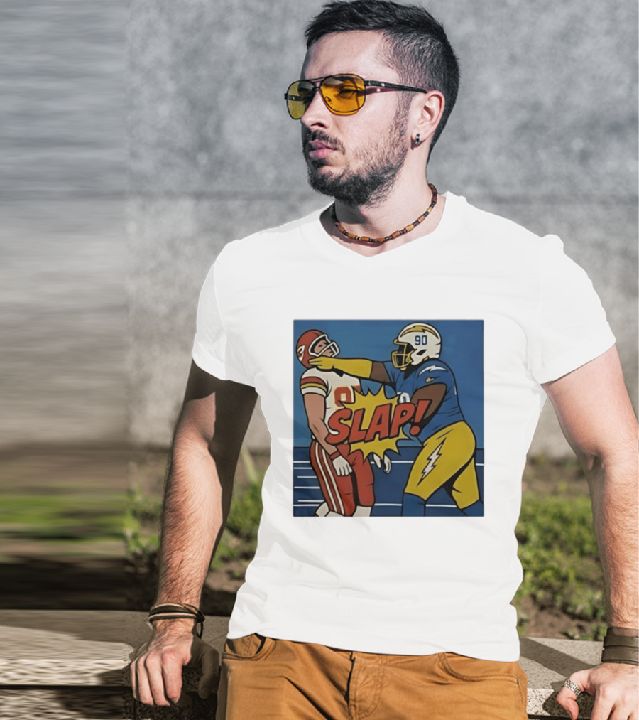 SLAP Teair Tart Hits Travis Kelce Helmets Chargers Chiefs Football T-Shirt