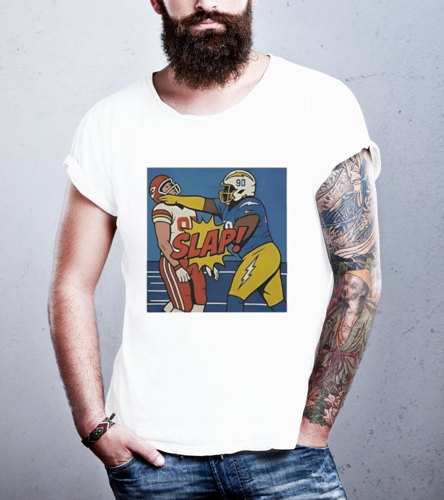 SLAP Teair Tart Hits Travis Kelce Helmets Chargers Chiefs Football T-Shirt
