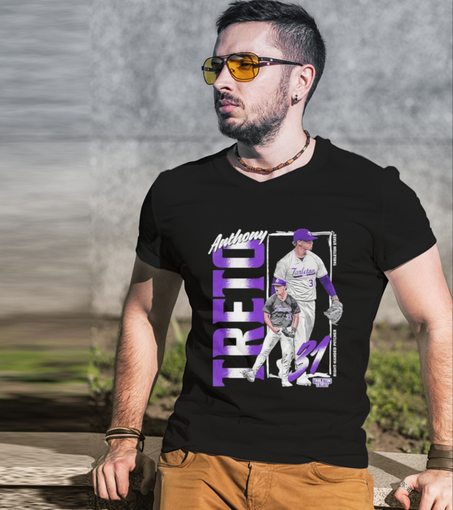 Anthony Treto 31 Tarleton State Baseball Pitcher T-Shirt