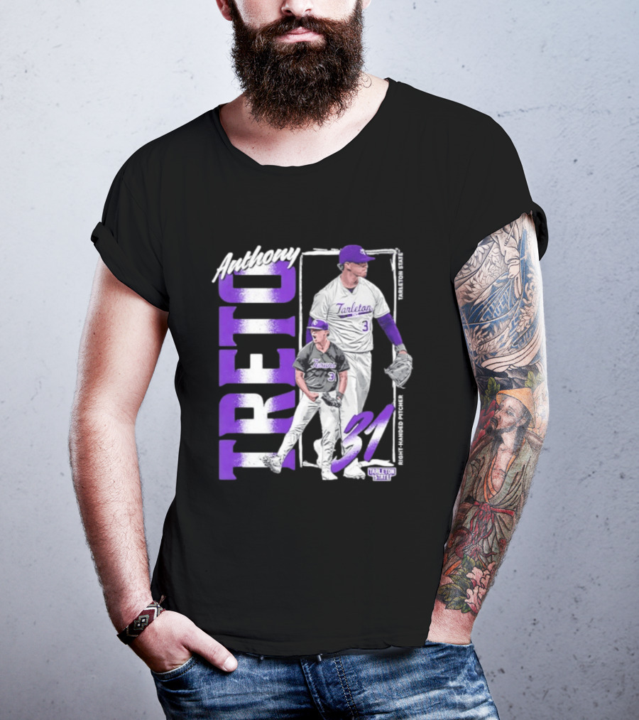 Anthony Treto 31 Tarleton State Baseball Pitcher T-Shirt