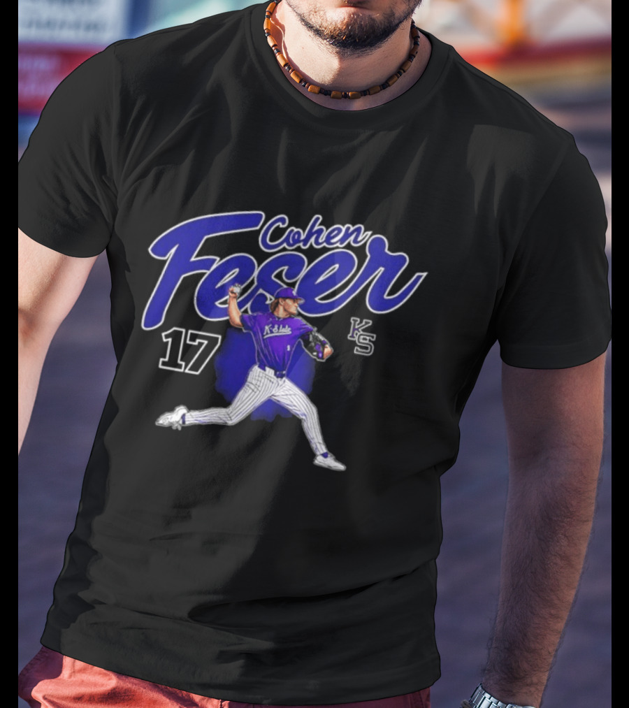 Cohen Feser 17 Kansas State Wildcats NCAA Player KS Baseball T-Shirt