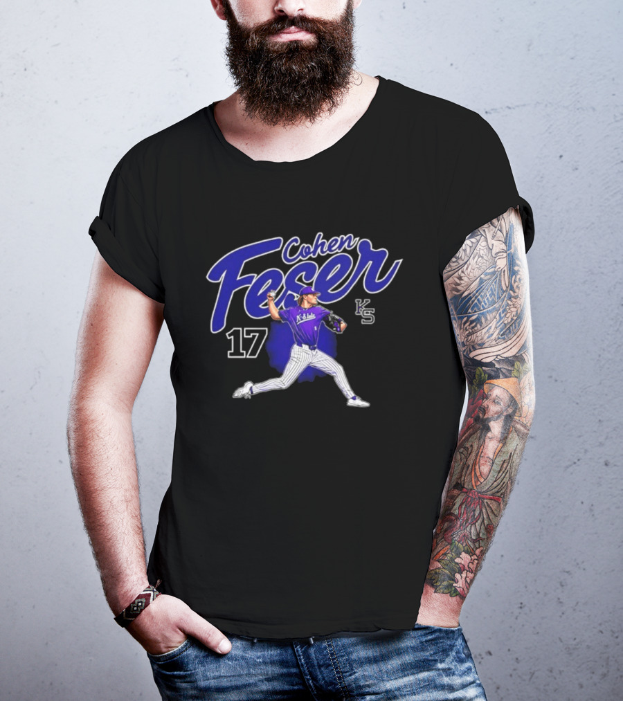 Cohen Feser 17 Kansas State Wildcats NCAA Player KS Baseball T-Shirt