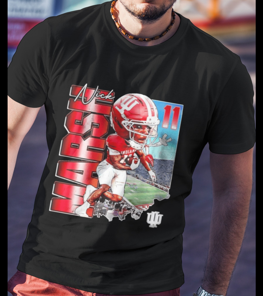 Nick Marsh Indiana Hoosiers Football Caricature 11 Stadium Scene T-Shirt