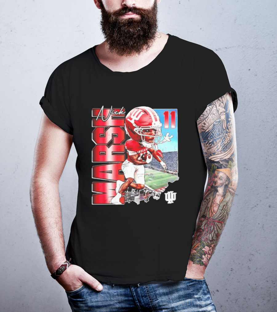 Nick Marsh Indiana Hoosiers Football Caricature 11 Stadium Scene T-Shirt
