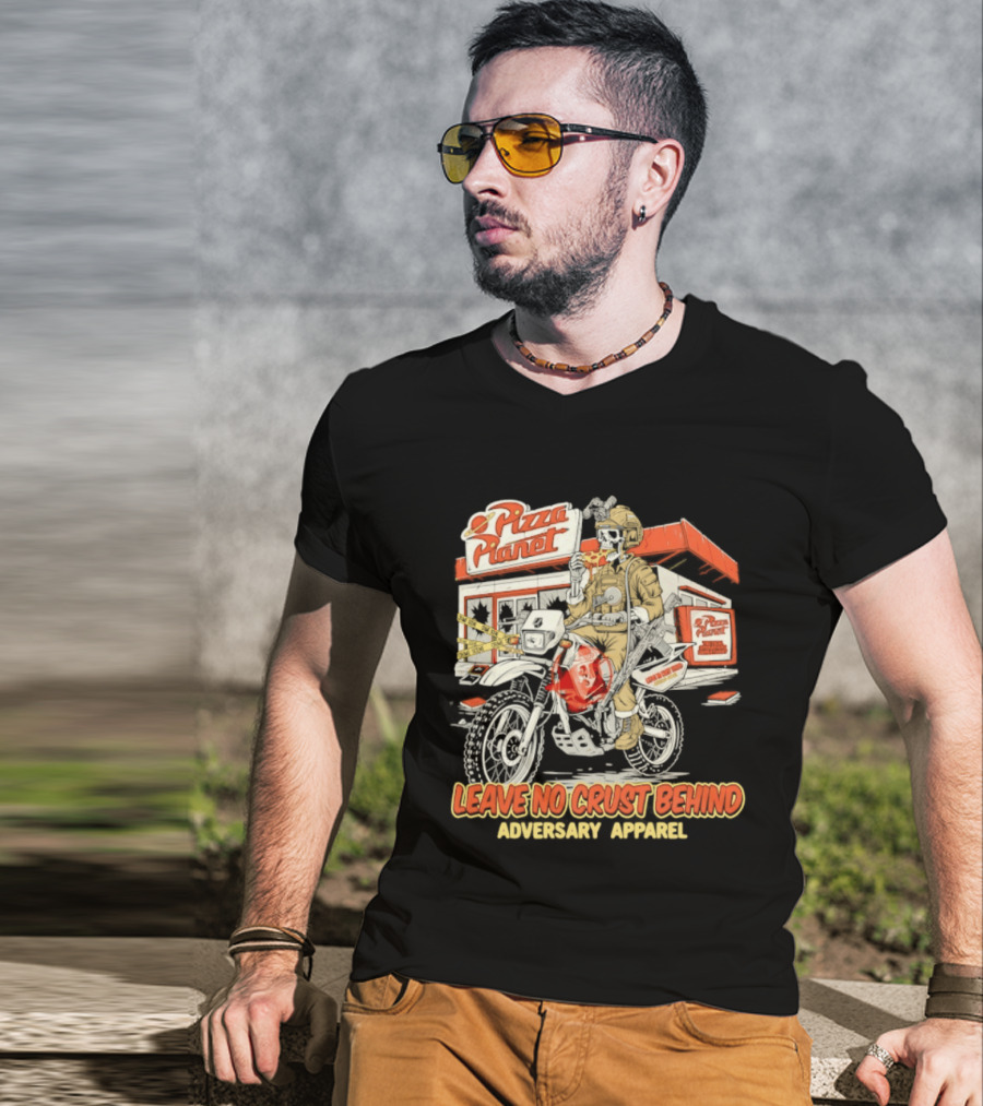 Pizza Planet Tactical Operations Department Funny Motorcycle Leave No Crust Behind T-Shirt