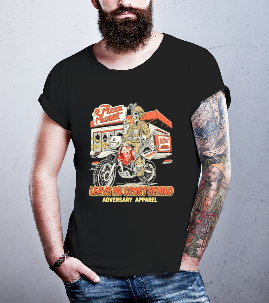Pizza Planet Tactical Operations Department Funny Motorcycle Leave No Crust Behind T-Shirt