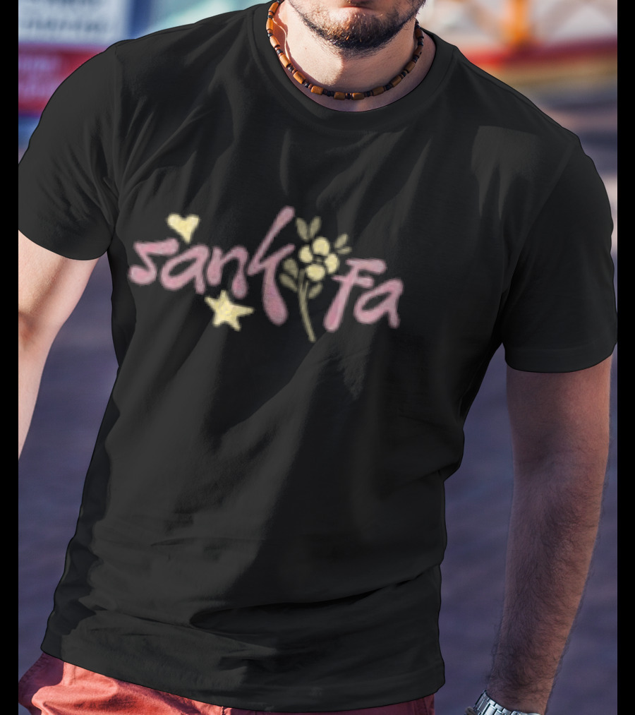 Sankofa Redveil Store Decorative Floral Text With Yellow Hearts And Flowers T-Shirt