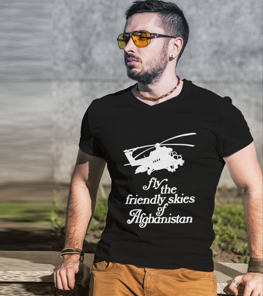 Fly The Friendly Skies Of Afghanistan Helicopter T-Shirt