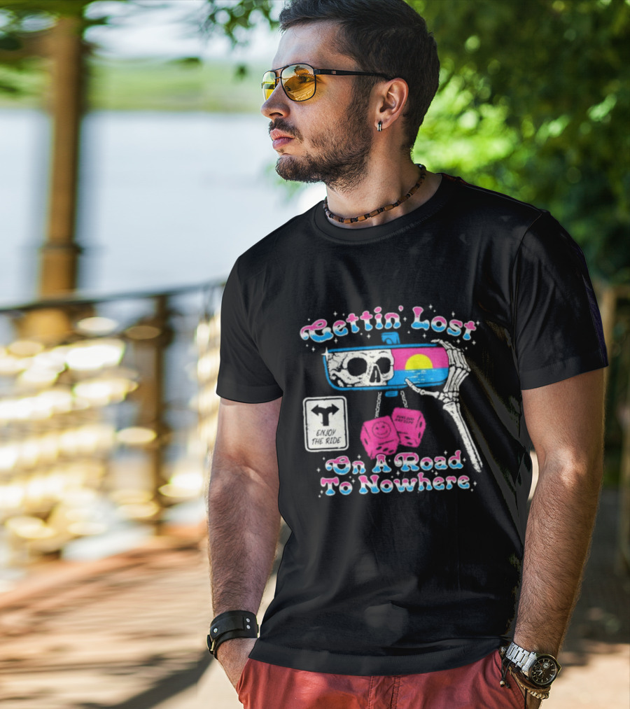 Gettin' Lost On A Road To Nowhere Skeleton Sunset Boss Dog Dept T-Shirt