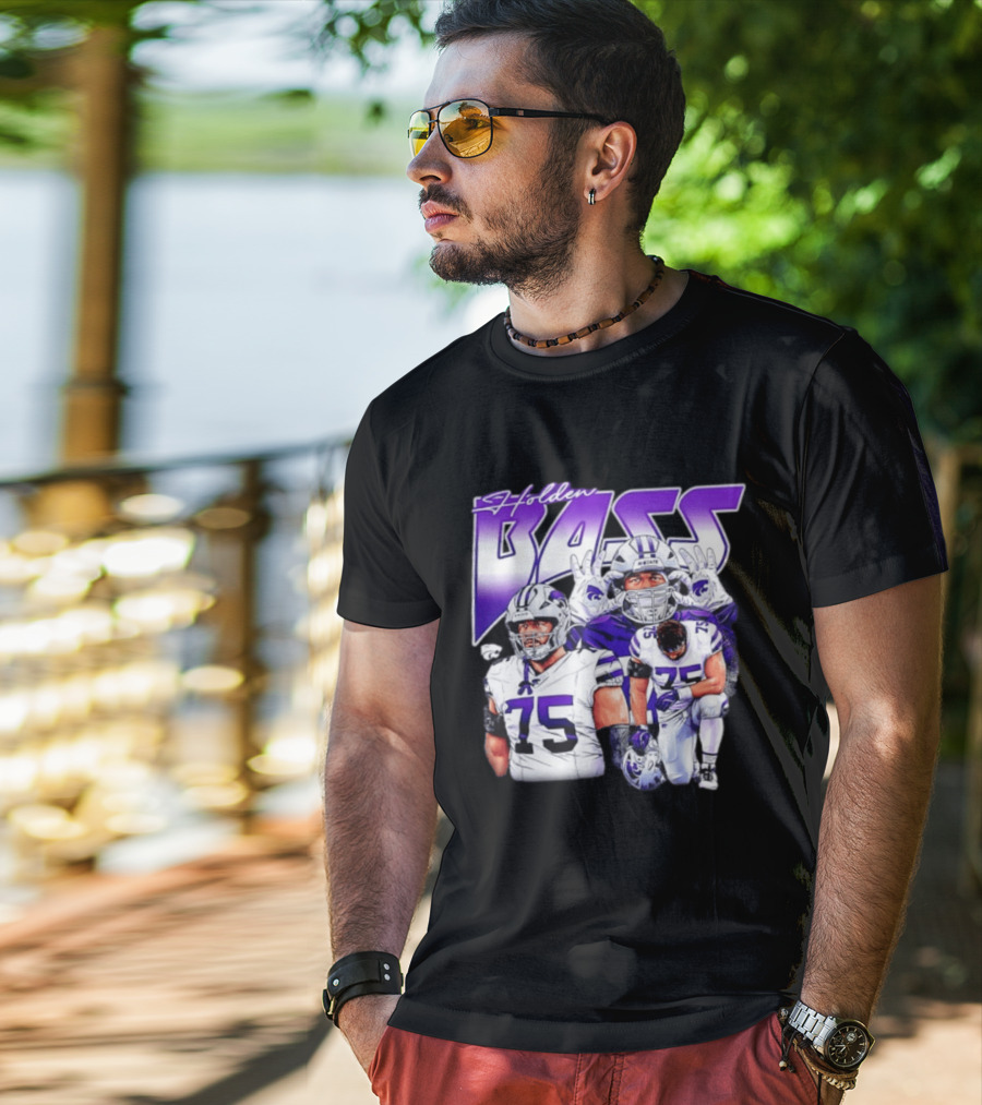 Holden Bass 75 Kansas State Wildcats NCAA Football Player T-Shirt