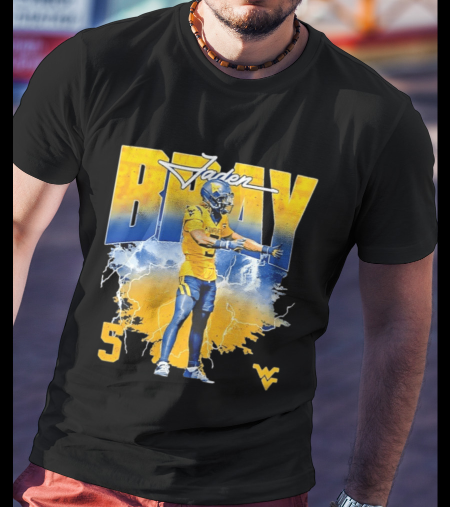 Jaden Bray 5 West Virginia Football NCAA Player WVU Mountaineers T-Shirt
