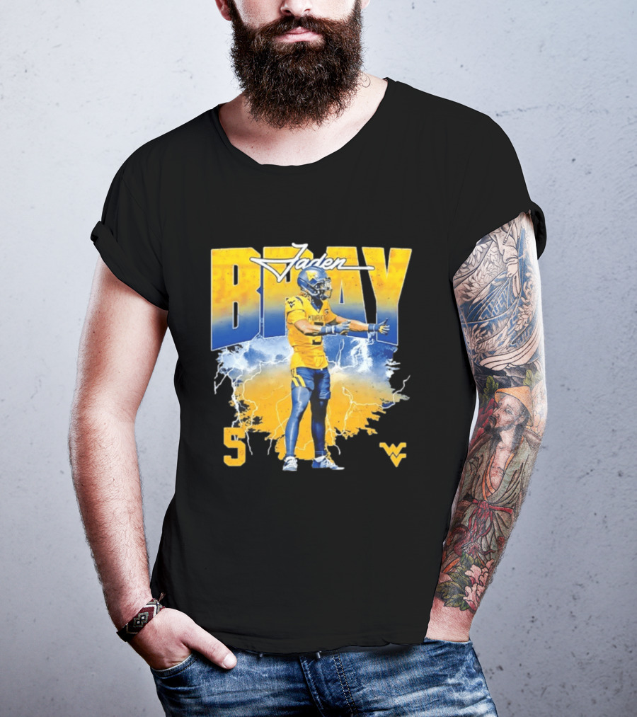 Jaden Bray 5 West Virginia Football NCAA Player WVU Mountaineers T-Shirt
