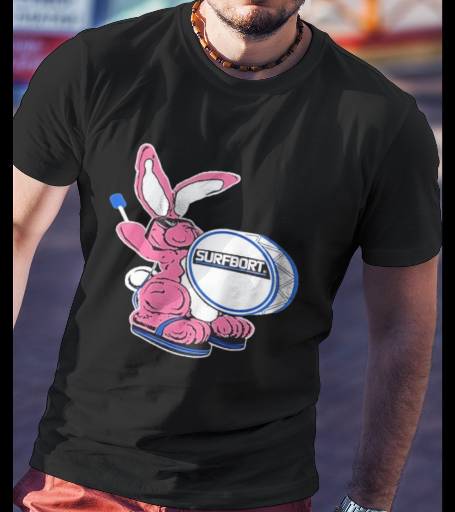 Surfbort Pink Bunny Drummer With Drumsticks And Bass Drum T-Shirt