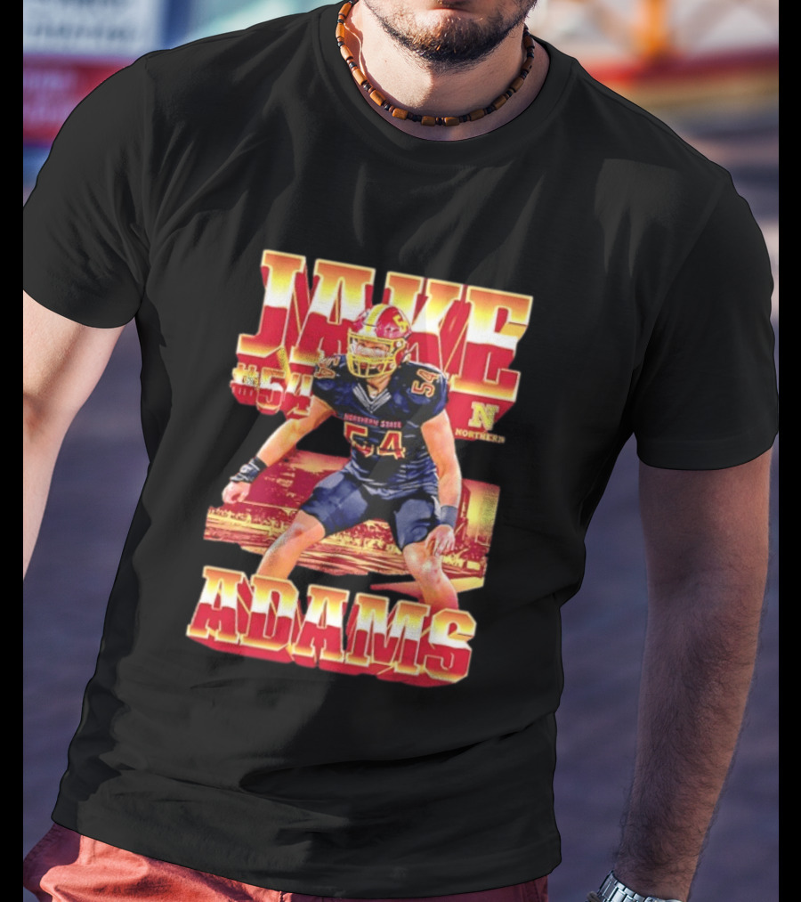 Jake Adams 54 Northern State University NCAA Football Player Number T-Shirt