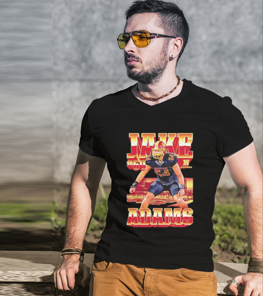 Jake Adams 54 Northern State University NCAA Football Player Number T-Shirt