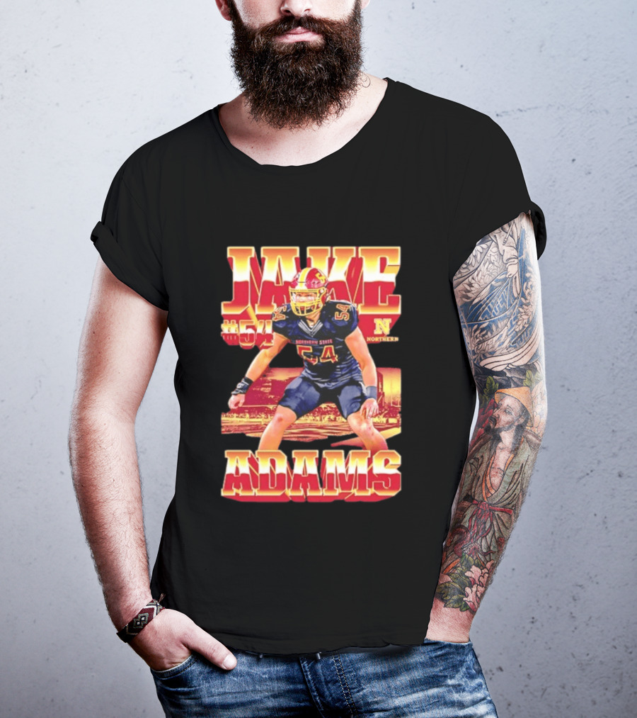 Jake Adams 54 Northern State University NCAA Football Player Number T-Shirt