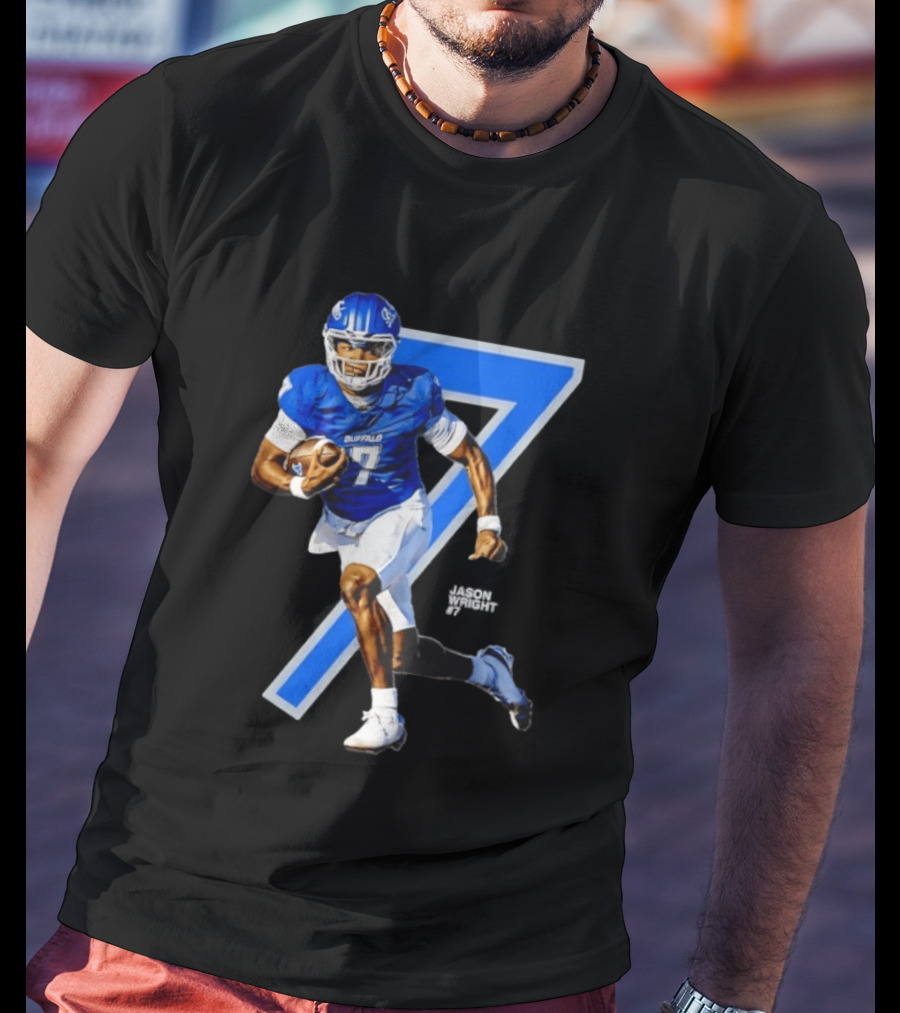 Buffalo Bulls Quarterback Jason Wright Number 7 NCAA Football Star Player T-Shirt