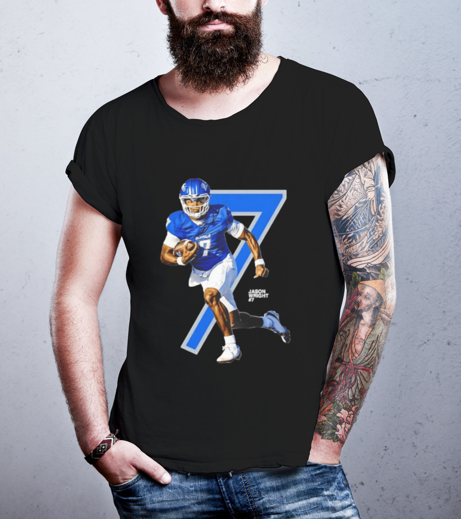 Buffalo Bulls Quarterback Jason Wright Number 7 NCAA Football Star Player T-Shirt
