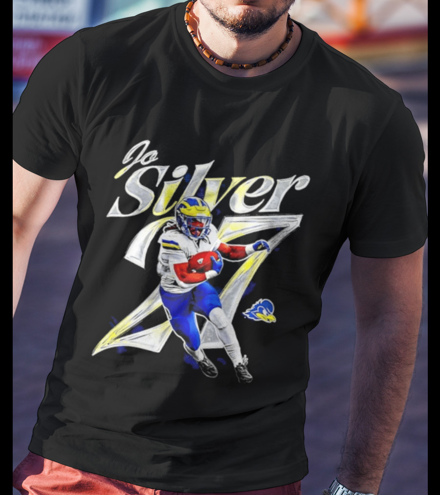 Jo Silver 27 Delaware Blue Hens Football Player NCAA T-Shirt