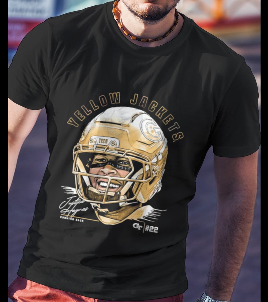 Georgia Tech Yellow Jackets Justice Haynes Running Back 22 Football T-Shirt
