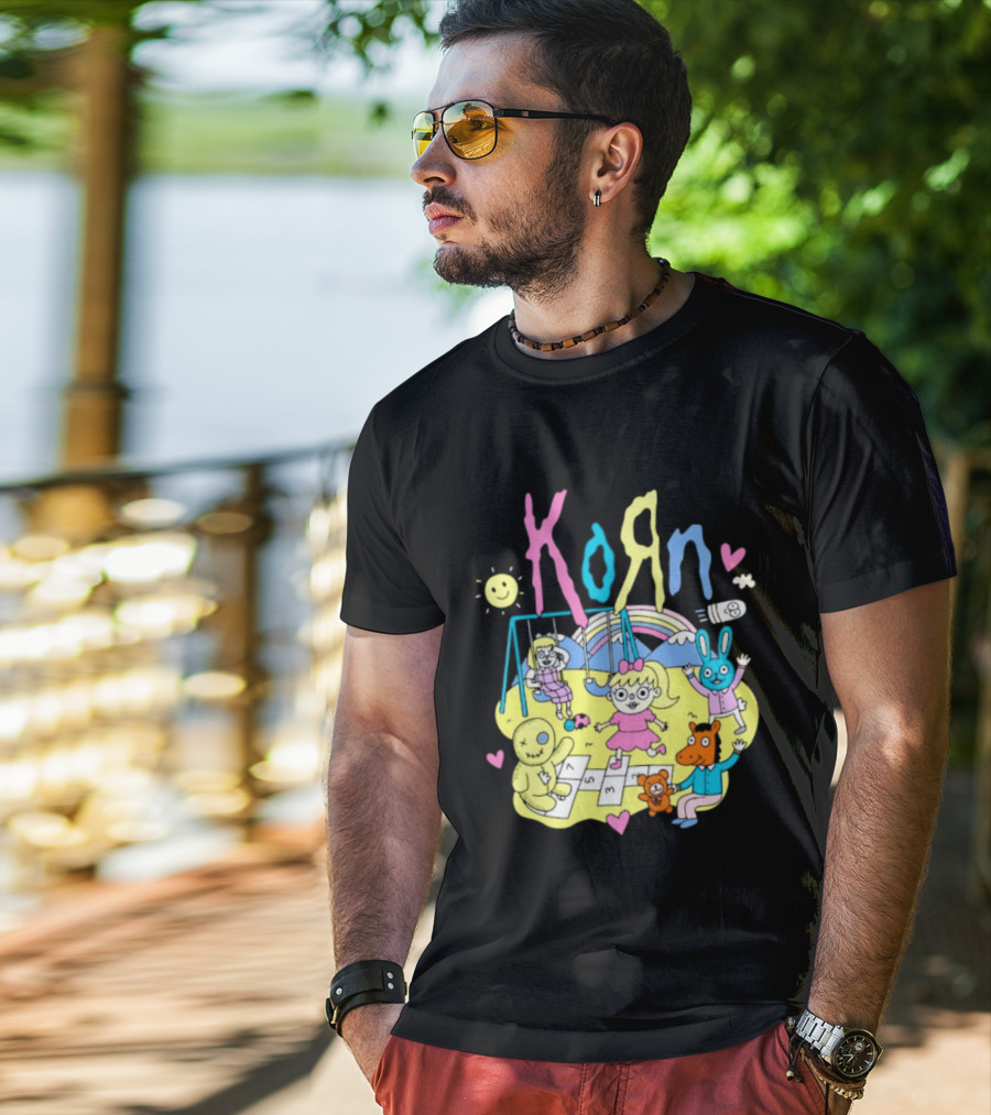 Korn Playground Cartoon Pastel Nu Metal Band T-Shirt