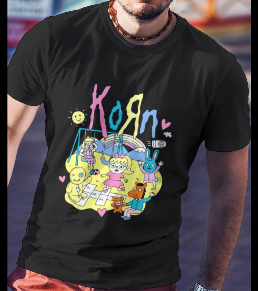 Korn Playground Cartoon Pastel Nu Metal Band T-Shirt