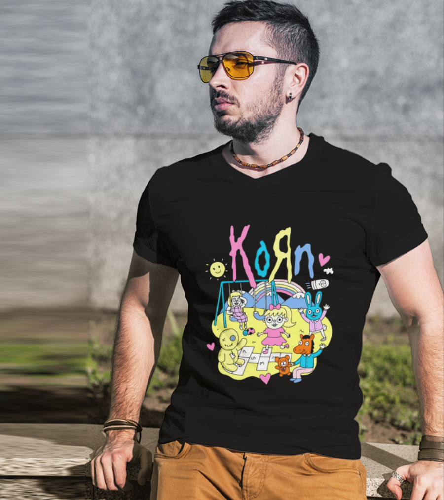Korn Playground Cartoon Pastel Nu Metal Band T-Shirt