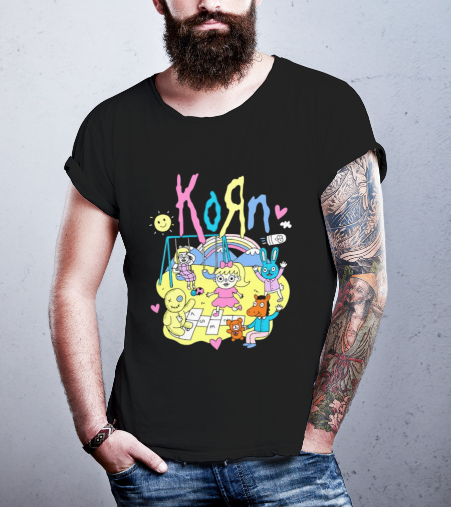 Korn Playground Cartoon Pastel Nu Metal Band T-Shirt