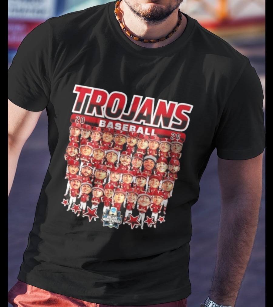 Trojans 2026 Baseball Team Caricatures NCAA College World Series T-Shirt